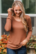 Dreams Of Forever Ribbed Top- Terracotta