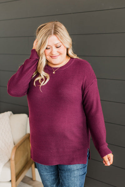 Be Fashionable Knit Sweater- Wine – The Pulse Boutique