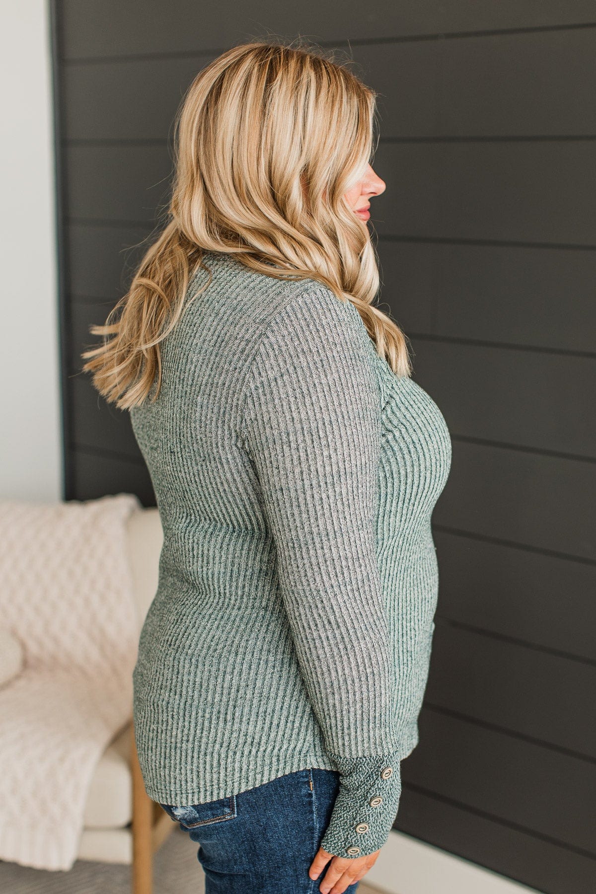 Your Lucky Day Ribbed Knit Top- Hunter Green