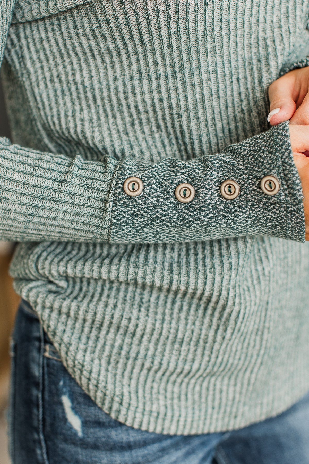 Your Lucky Day Ribbed Knit Top- Hunter Green