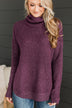 Romance Awaits Turtle Neck Sweater- Dark Plum