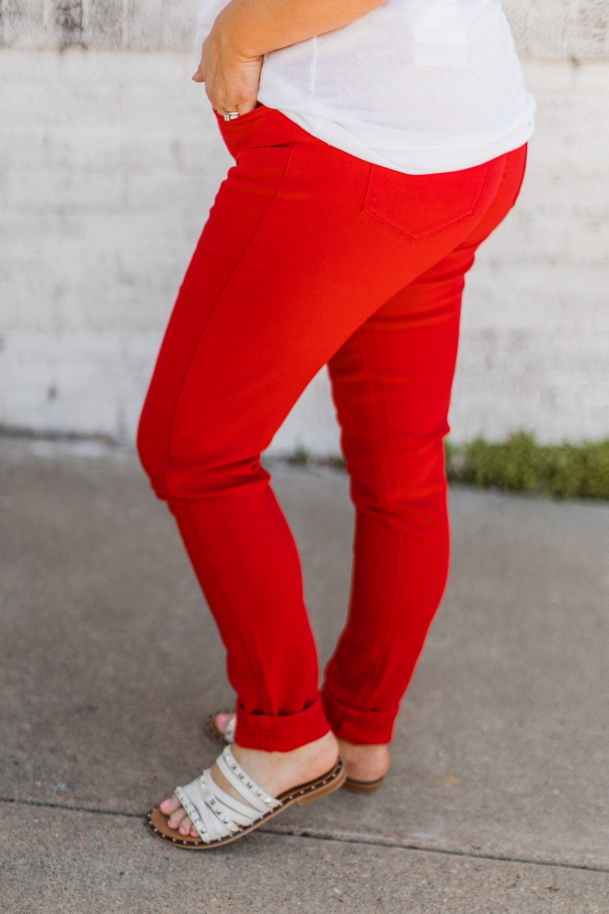 KanCan Plus Size High Rise Red Skinny Jeans
