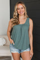 Always Thriving Pointelle Tank Top- Dusty Teal