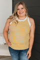 Absolute Cutest Striped Tank Top- Mustard