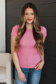 Simply Riveting Short Sleeve Top- Pink