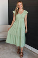 Unbelievably Blissful Midi Dress- Light Sage