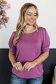 Please & Thanks Puff Sleeve Top- Dark Orchid