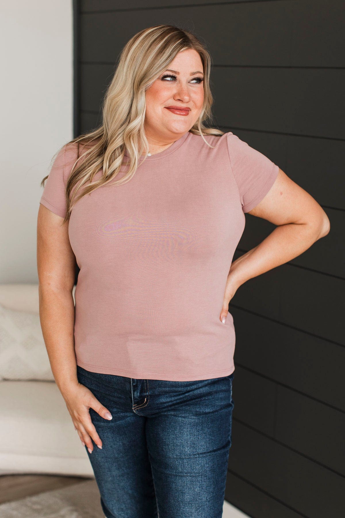 Hold On Forever Short Sleeve Top- Mauve