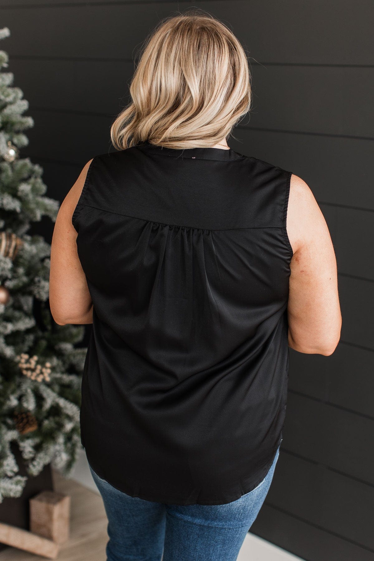 Never Ending Bliss Sleeveless Blouse- Black