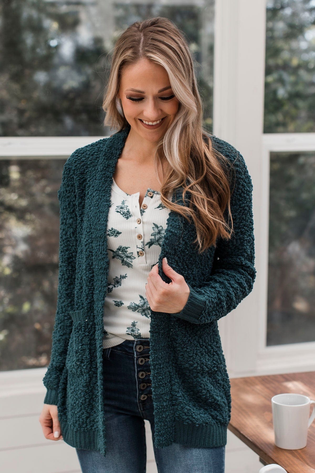 Movie Date Popcorn Knit Cardigan- Teal – The Pulse Boutique