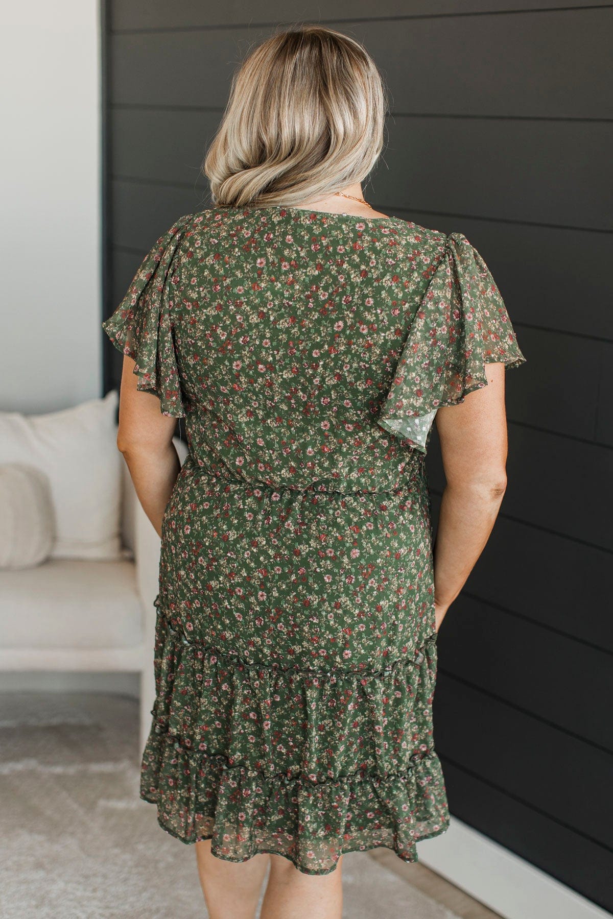 Date With Destiny Floral Dress- Dark Olive