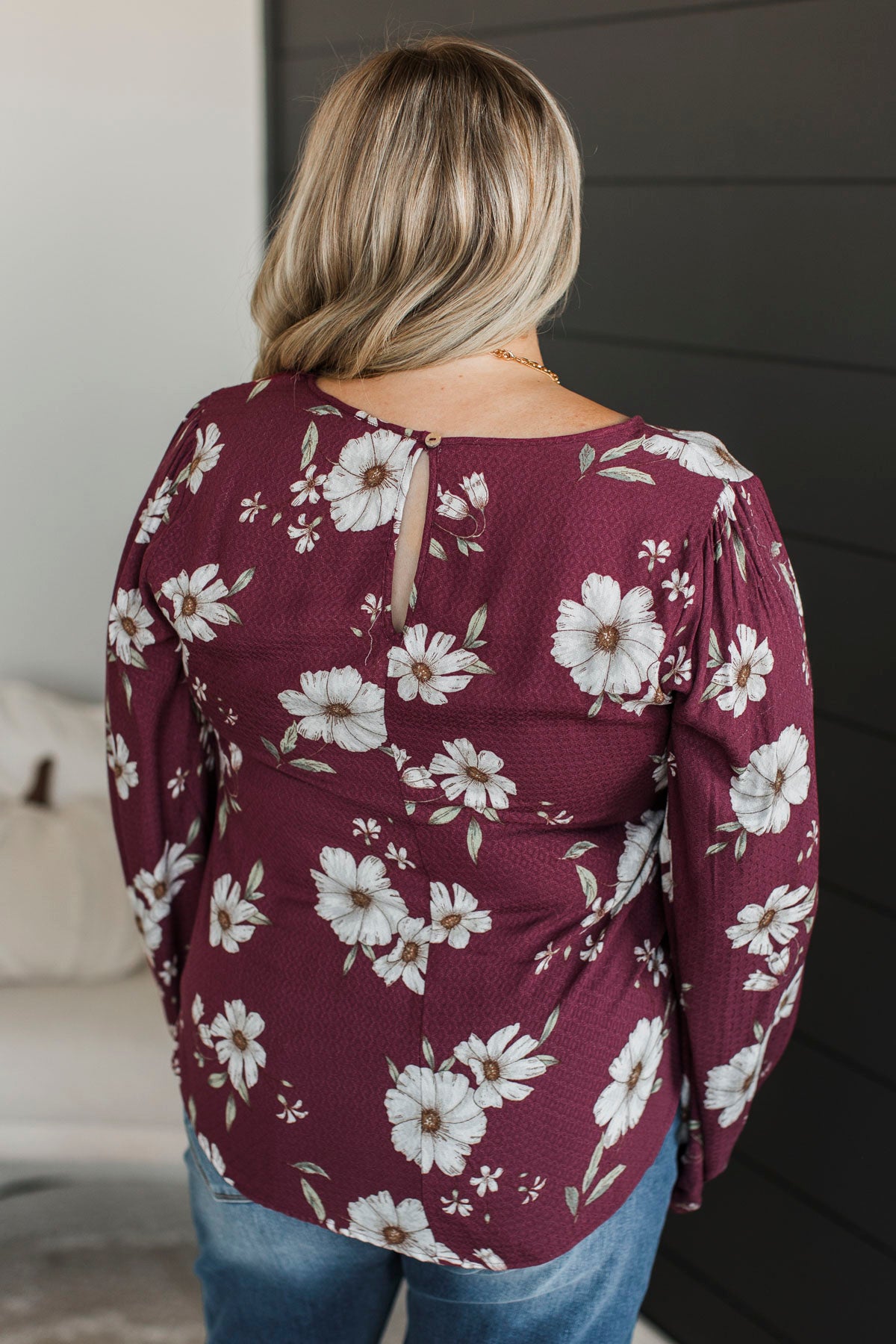 Picture Perfect Days Floral Blouse- Burgundy