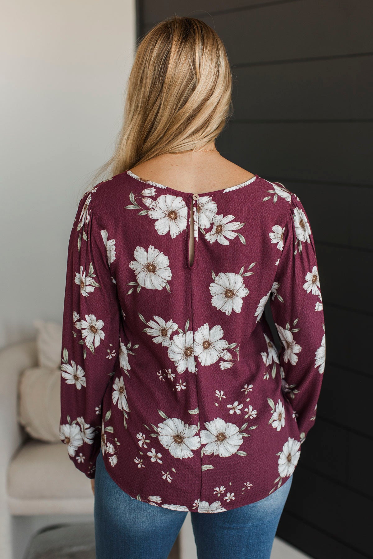 Picture Perfect Days Floral Blouse- Burgundy