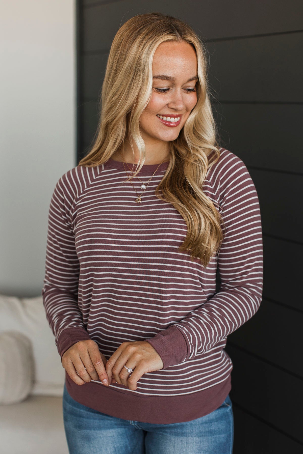 Sign Of The Times Striped Top- Marsala