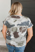 Spotted In Camo Short Sleeve Top- Grey