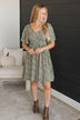 Back To Your Roots Floral Dress- Ivory & Olive