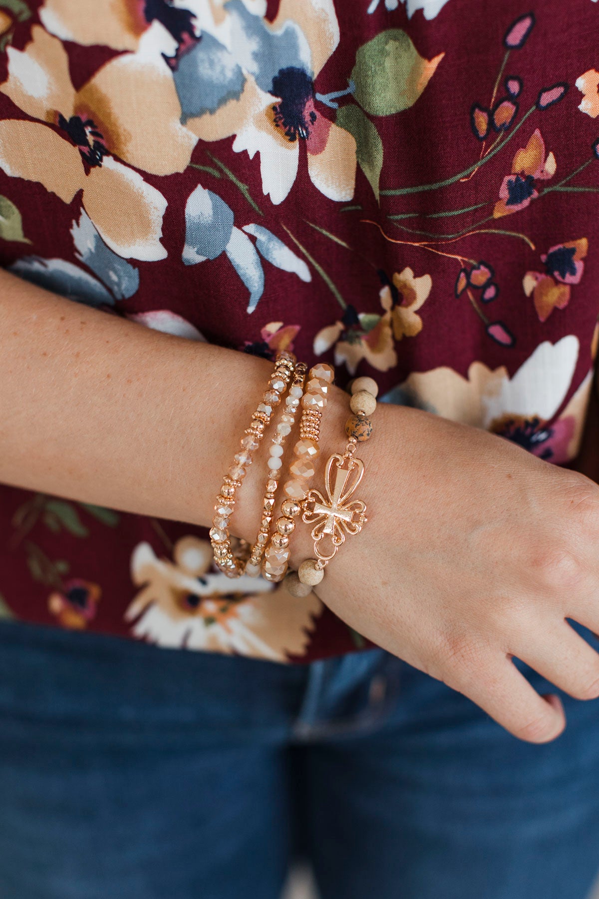 Complete Grace Beaded Bracelet Set- Gold & Brown