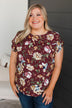 Simply Precious Floral Print Top- Burgundy