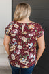 Simply Precious Floral Print Top- Burgundy