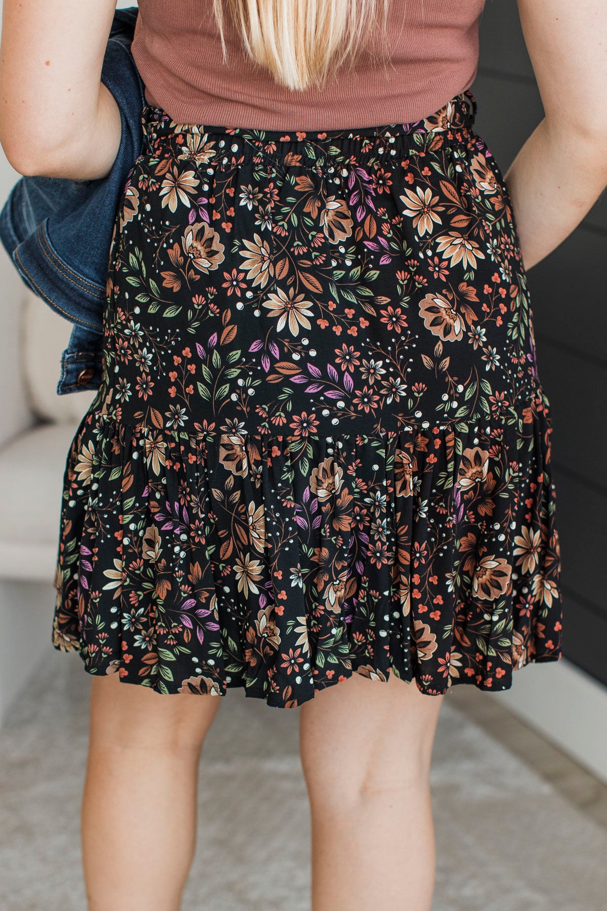 Bring On The Party Floral Skirt- Black