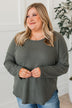 Nothing But Sweet Waffle Knit Top- Dusty Olive