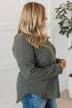 Nothing But Sweet Waffle Knit Top- Dusty Olive