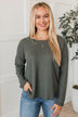 Nothing But Sweet Waffle Knit Top- Dusty Olive