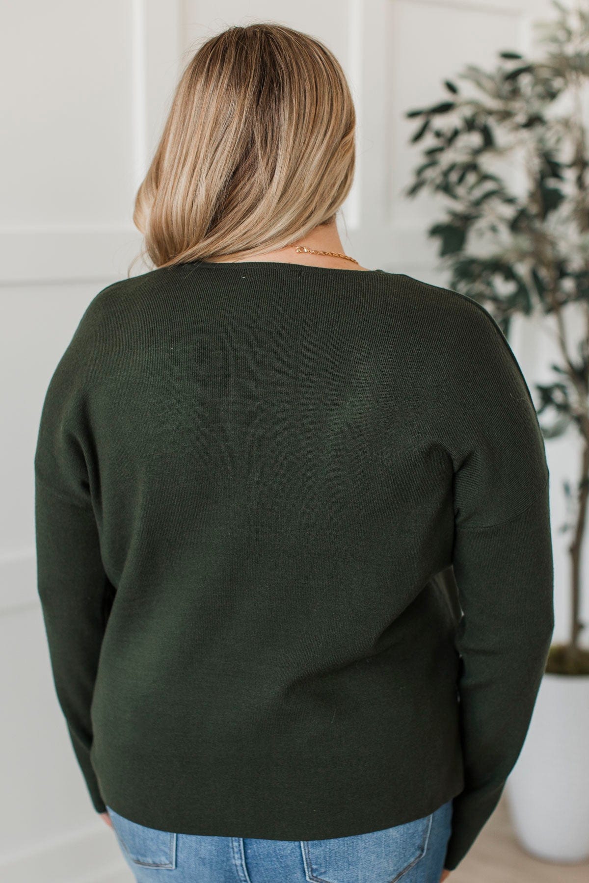 Coveted Beauty V-Neck Sweater- Spruce