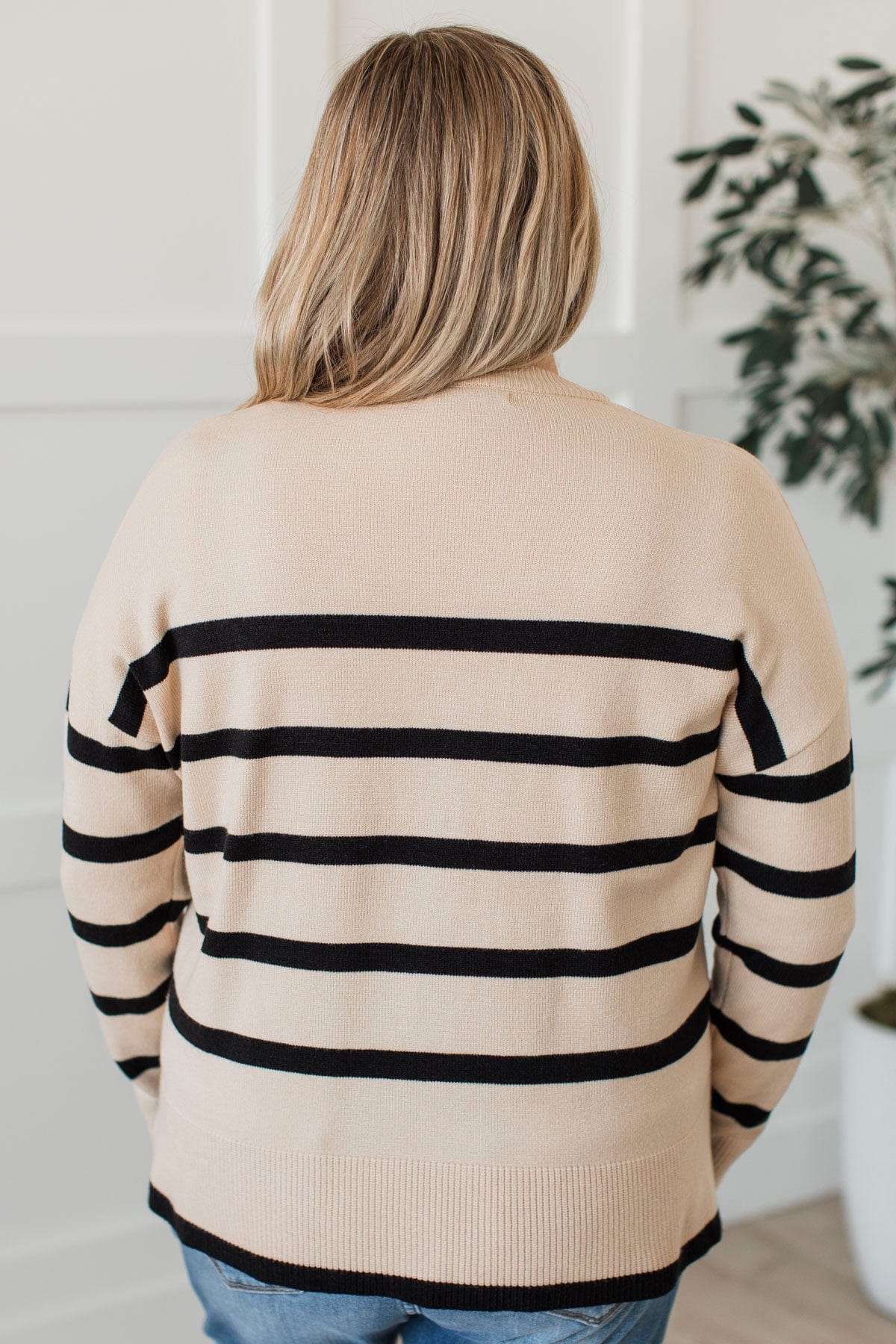 True For You Striped Sweater- Almond