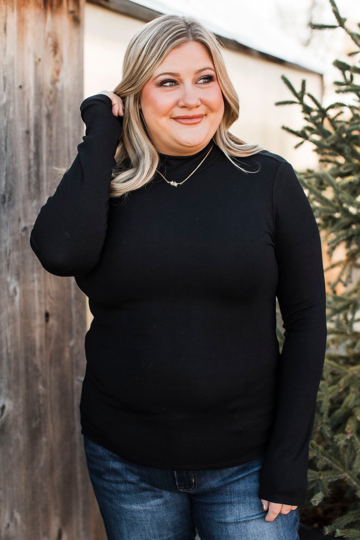 Feeling So Fine Turtleneck Top- Black