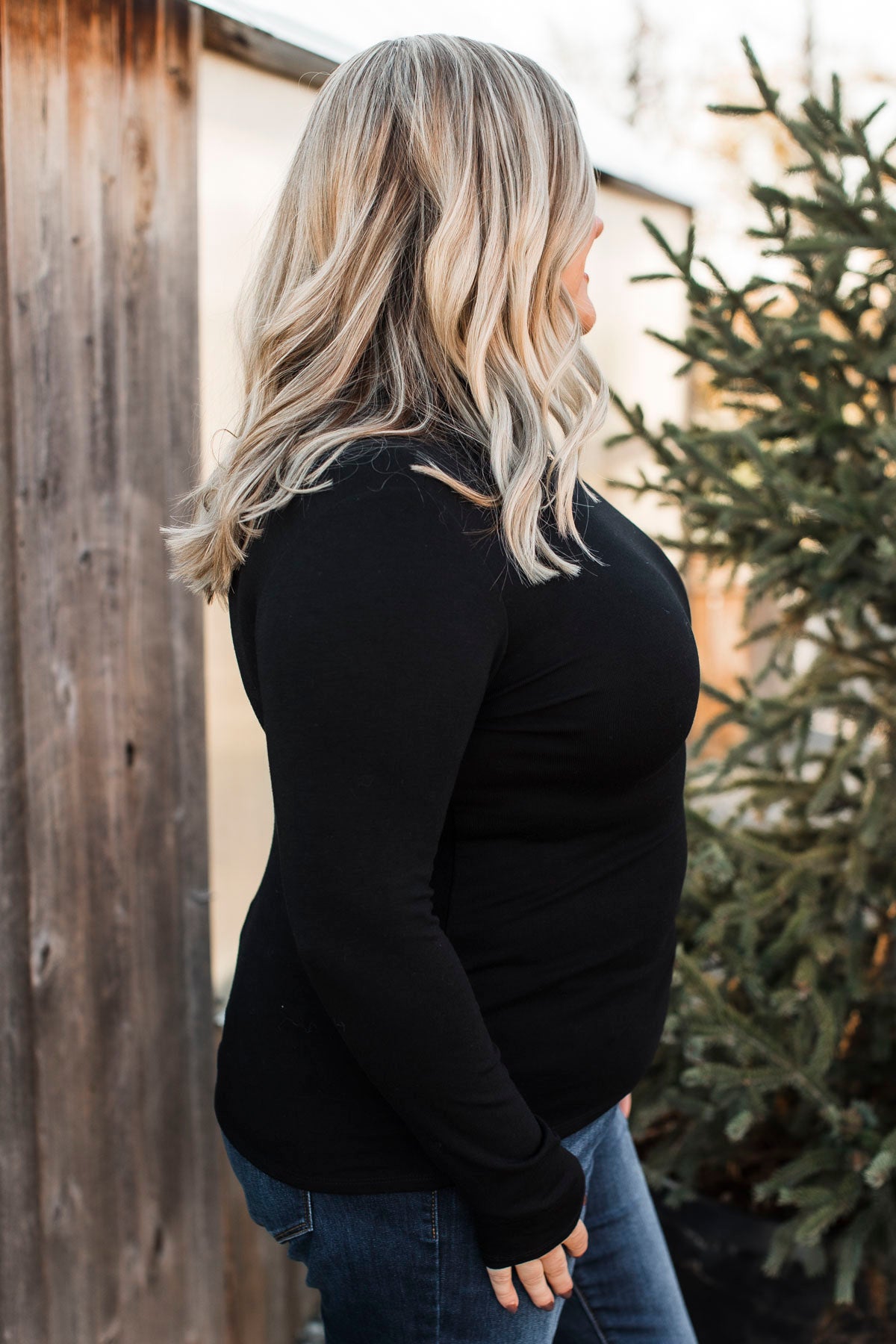 Feeling So Fine Turtleneck Top- Black