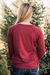 Here's The Plan Long Sleeve Top- Dark Red