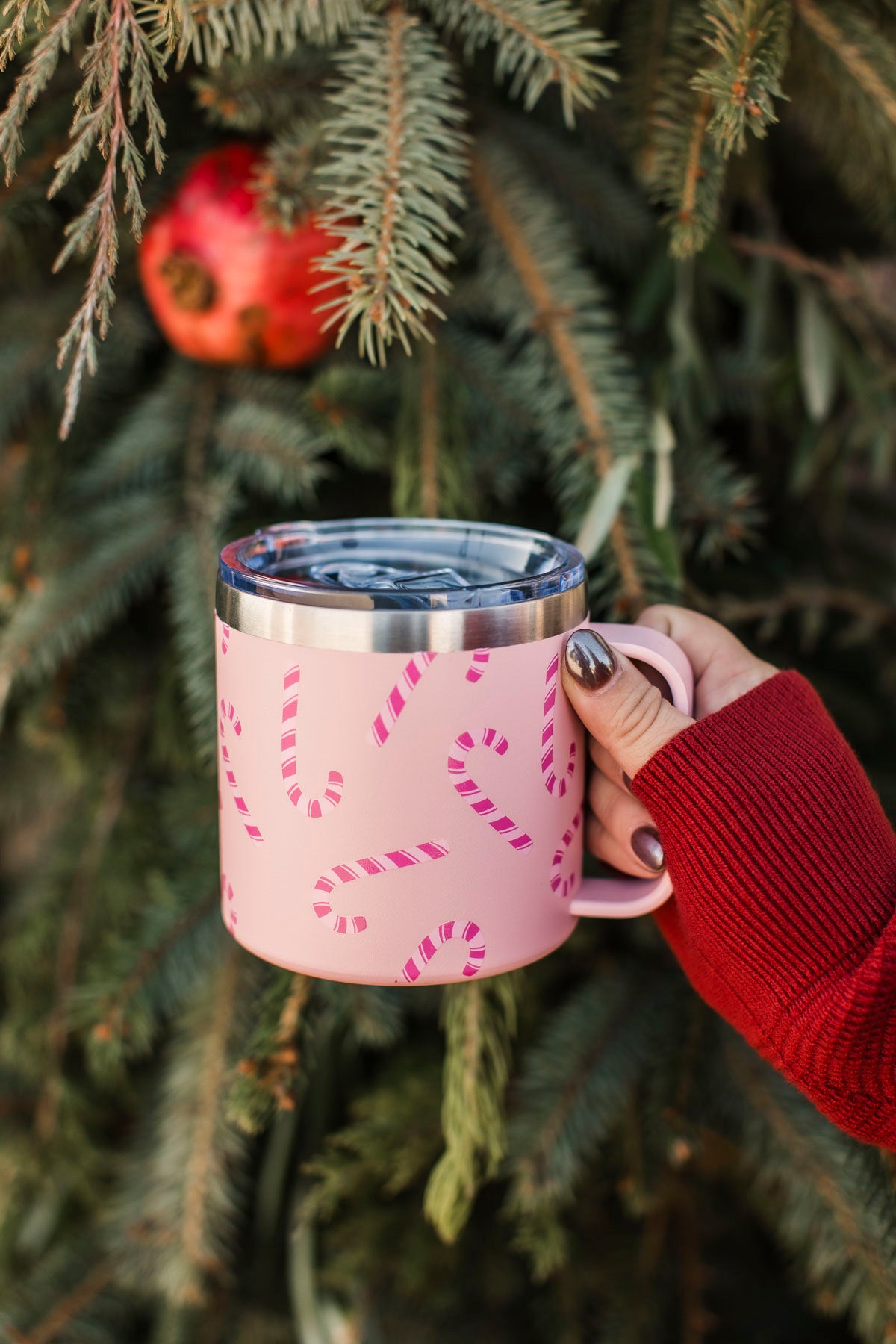 Jess Lea Pink Candy Cane Travel Mug