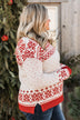 When Snow Falls Knit Sweater- Ivory & Red