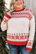 When Snow Falls Knit Sweater- Ivory & Red