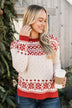 When Snow Falls Knit Sweater- Ivory & Red