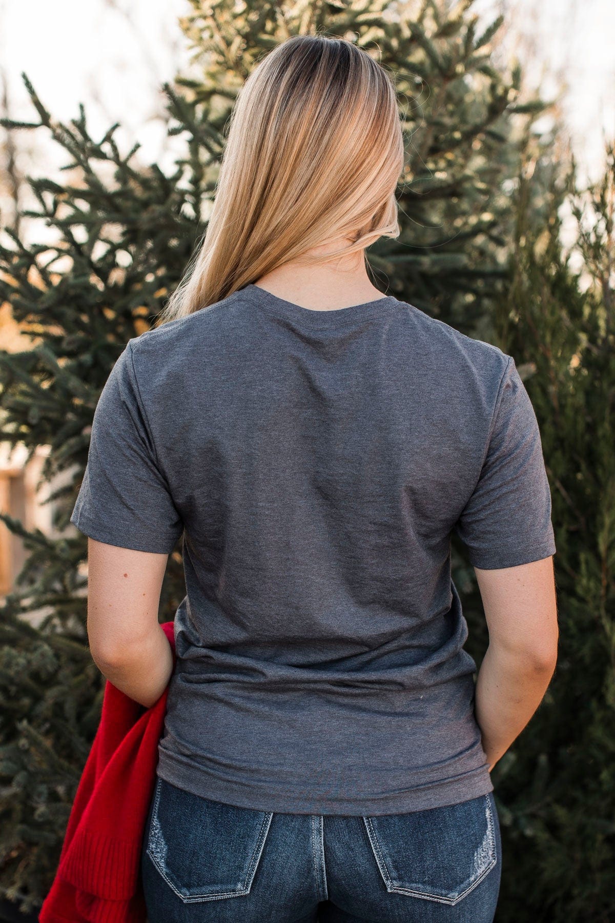 "Merry" Varsity Graphic Tee- Charcoal