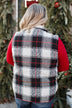 For You Always Plaid Puffer Vest- Black & Red