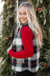 For You Always Plaid Puffer Vest- Black & Red