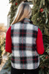 For You Always Plaid Puffer Vest- Black & Red