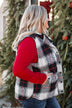 For You Always Plaid Puffer Vest- Black & Red