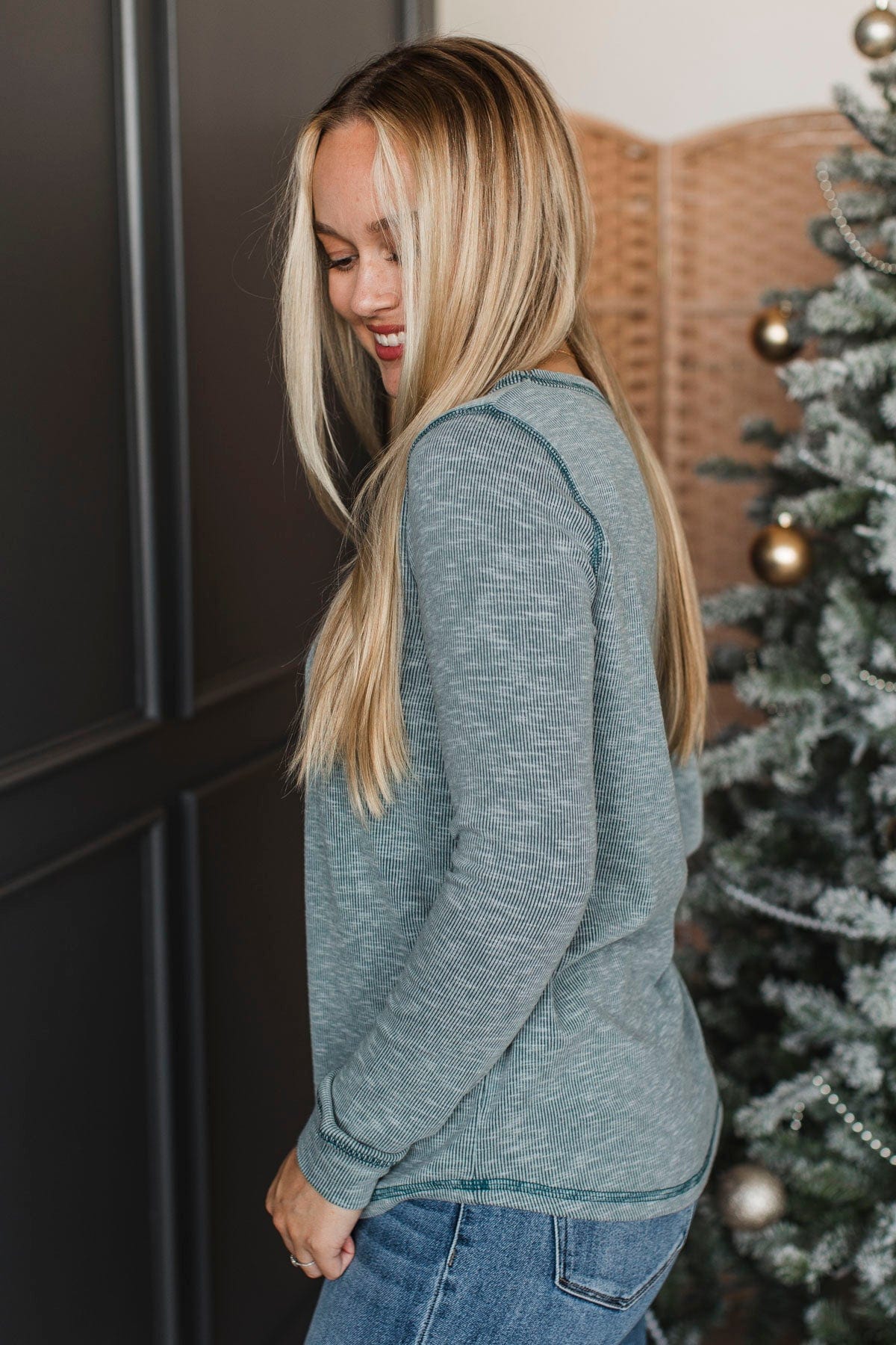 Love This Life Long Sleeve Top- Dusty Green