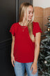 Seriously Stunning Flutter Sleeve Top- Red