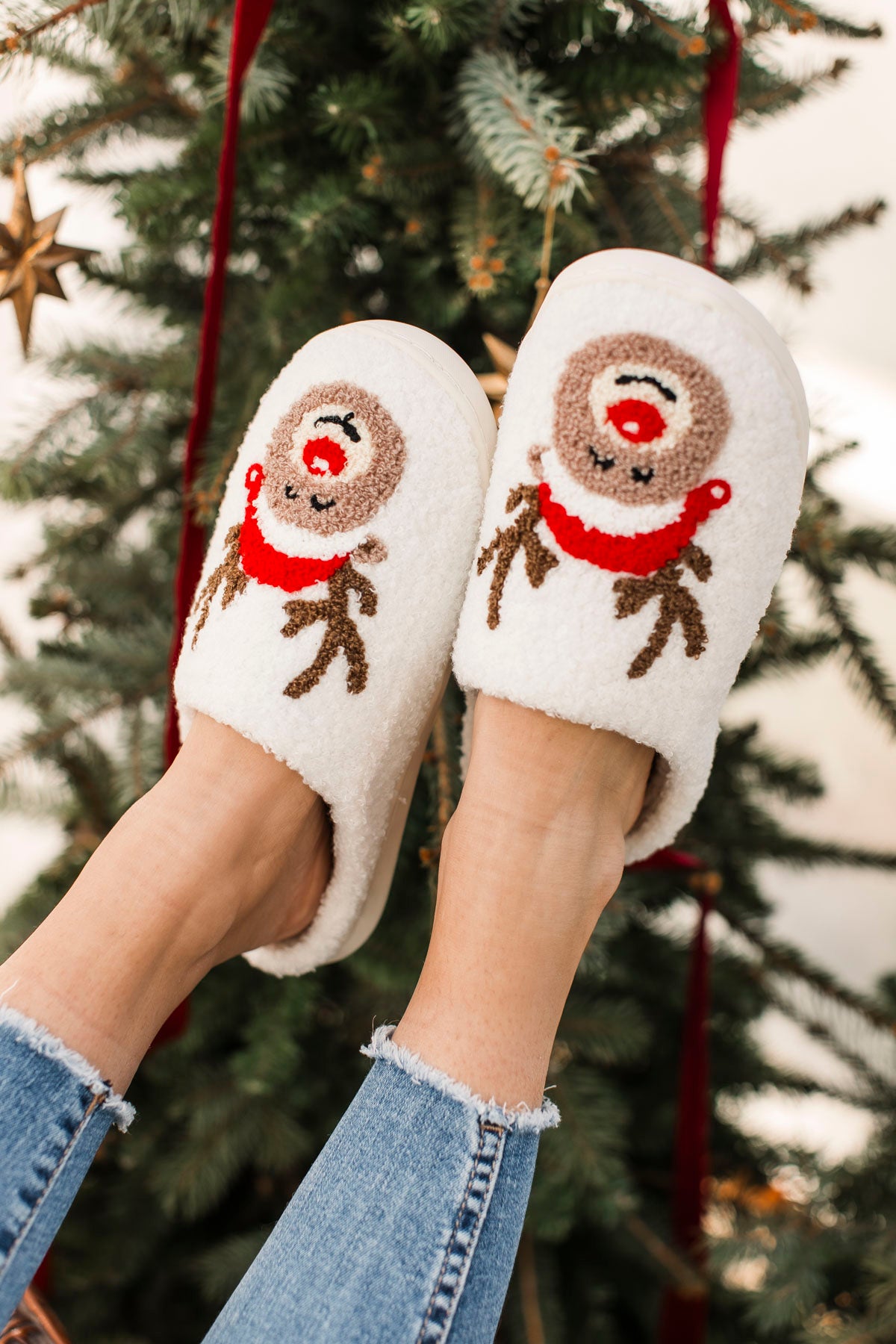 Katydid Cozy Reindeer Slippers