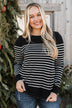 Voice My Love Striped Lightweight Sweater- Black