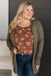 Time To Be Alive Drape Cardigan- Army Green