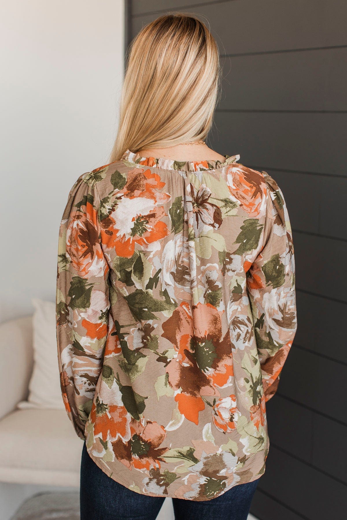 Dearly Adored Floral Blouse- Khaki