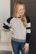 Words Of Mine Waffle Knit Sweater- Ivory & Navy