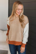 Crush Worthy Color Block Sweater- Sand & Rust