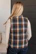 For You Always Plaid Puffer Vest- Navy & Orange Plaid